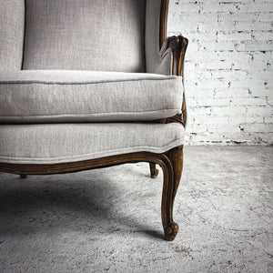 Louis XV Style Upholstered Wood Wingback Chair