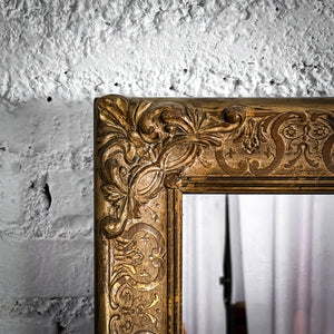 Antique Neoclassical Carved Gold Wood Wall Mirror
