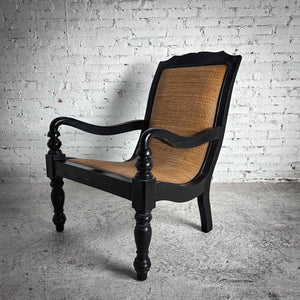 British Colonial Wicker Wood Armchair