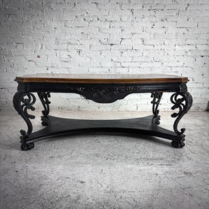 Mass Produced Victorian Style Walnut Veneer Cocktail Table