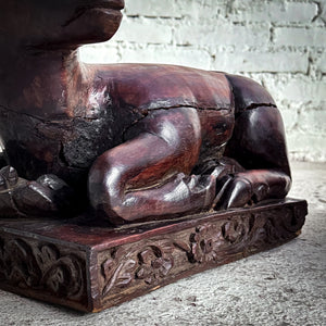 Single Southeast Asian Carved Dark Wood Decorative Sculpture