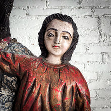 Load image into Gallery viewer, 18th Century Tall Mexican Polychrome Wood St. Joseph Decorative Statue
