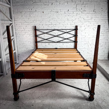 Load image into Gallery viewer, Arts &amp; Craft Full Mesquite &amp; Iron Bed
