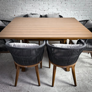 Set of 9 Purple Leaf Roped Aluminum Outdoor Dining Table