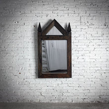 Load image into Gallery viewer, Large Gothic Revival Dark Wood Pediment Mirror
