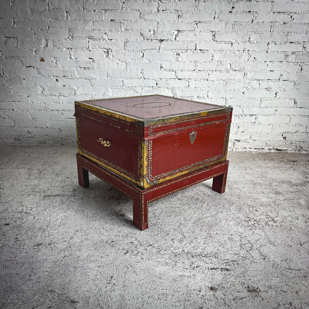 19th Century Chinese Lacquered Leather Clad Trunk