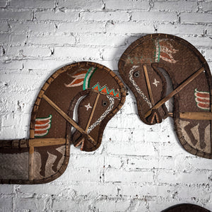 Single Southeast Asian Woven Painted Bamboo Horse Wall Decor