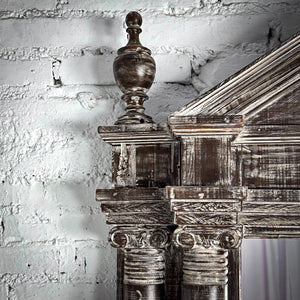Large Neoclassical Whitewash Wood Wall Mirror