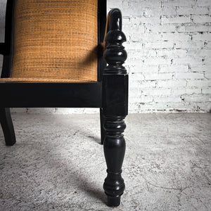 British Colonial Wicker Wood Armchair