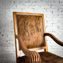 Load image into Gallery viewer, Spanish Colonial Revival Cowhide Wood Armchair
