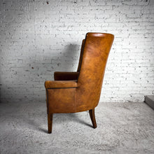 Load image into Gallery viewer, Vintage Brown Leather Wingback Armchair
