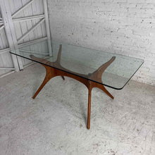 Load image into Gallery viewer, Mid-Century Style Glass &amp; Wood Dining Table
