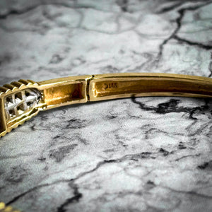 20th C. 14K Yellow Gold Diamond Bangle
