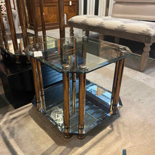 Load image into Gallery viewer, 1970's Postmodern Chrome &amp; Glass End Table
