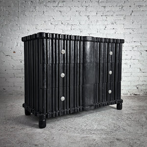 Eclectic Black Wood Dresser Chest of Drawers
