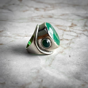 Modernist Sterling Silver Chalcedony Cocktail Ring