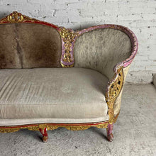 Load image into Gallery viewer, Louis XV Style Hide and Fabric Settee
