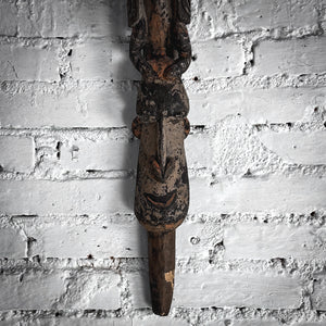 Elongated African Weathered Wood Mask Ethnic Arts