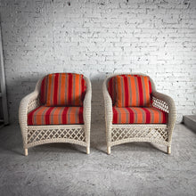 Load image into Gallery viewer, Pair Coastal Ivory Wicker Armchair
