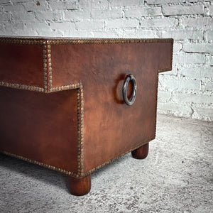 Campaign Leather Clad Cocktail Table