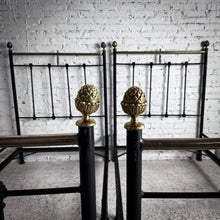 Load image into Gallery viewer, Set of 2 Regency Black Iron &amp; Brass Twin Bed
