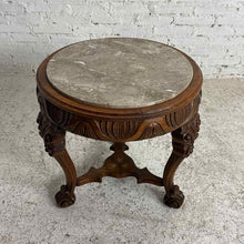 Load image into Gallery viewer, Renaissance Revival Style Marble-Top Carved Wood Accent Table
