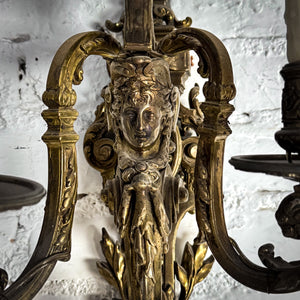 Set of 2 French Empire Brass Flush Mount Sconce