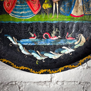 19th C. Tole Painted Wood Tray Wall Decor