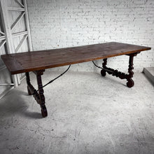 Load image into Gallery viewer, Jason Scott Collection Old World Stained Trestle Oak Dining Table
