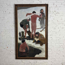 Load image into Gallery viewer, 1958 Soviet Socialist Realist Oil Painting Depicting Winter Bathers
