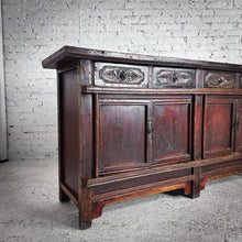 Load image into Gallery viewer, Antique Shanxi Qing Provincial Carved Elm Wood Sideboard
