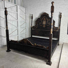 Load image into Gallery viewer, Baroque King Black Wood Bed
