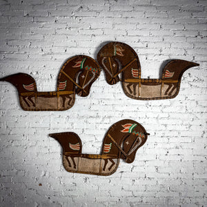 Single Southeast Asian Woven Painted Bamboo Horse Wall Decor