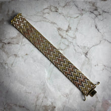Load image into Gallery viewer, Vintage Chevron 14K Tri Color Gold Italian Bracelet
