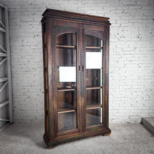 Load image into Gallery viewer, Colonial Style Dark Wood Display Cabinet
