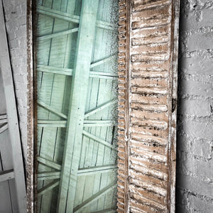 Rustic Carved Distressed Pine Floor Mirror