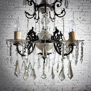19th C. Italian Style Bronze Crystal Chandelier