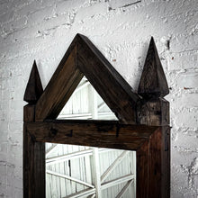 Load image into Gallery viewer, Large Gothic Revival Dark Wood Pediment Mirror
