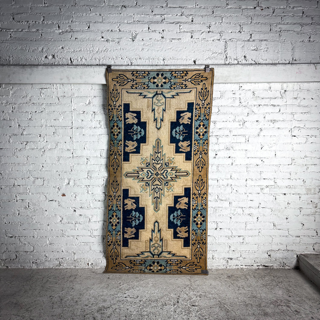 Geometric Cotton Chinese Knotted Rug