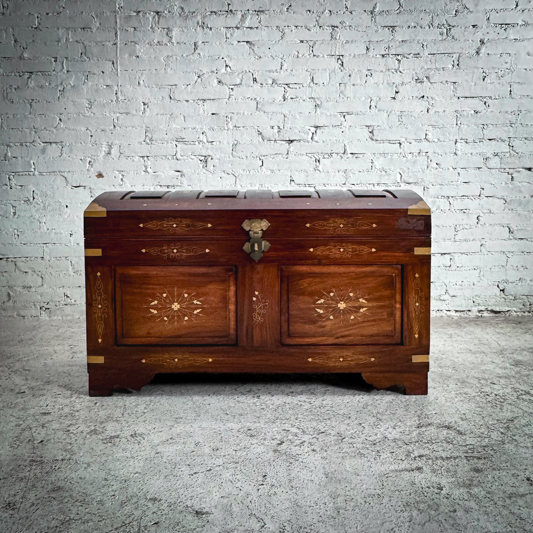 Camel Back British Colonial Inlay Hardwood Trunk