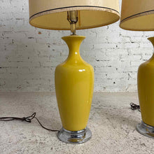 Load image into Gallery viewer, Pair of Mid-Century Yellow Baluster Lamps
