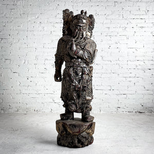 Japanese Carved Gilt Wood Samurai Decorative Statue