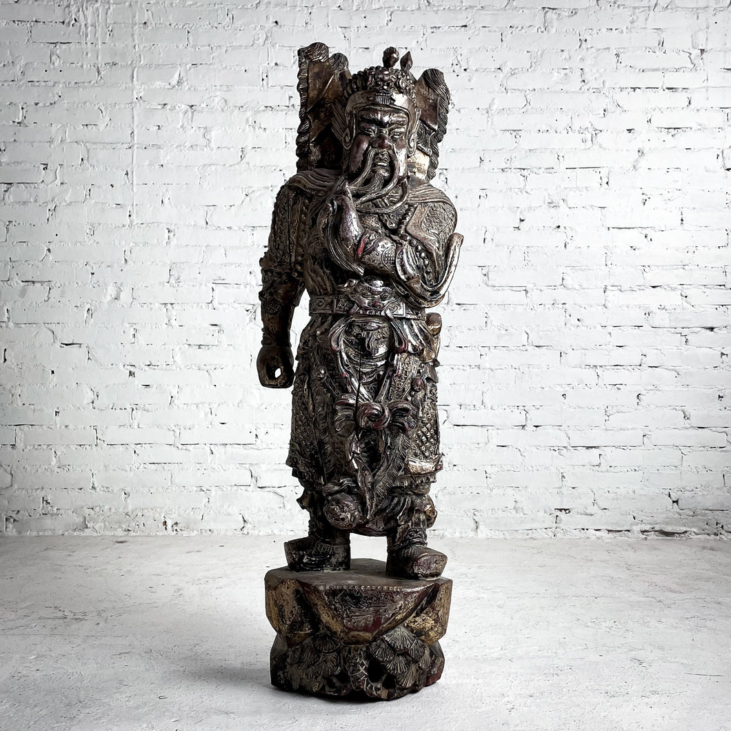 Japanese Carved Gilt Wood Samurai Decorative Statue