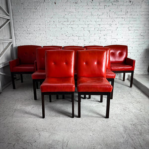 Set of 6 1970's Directional Furniture Leather Upholstered Dining Chair