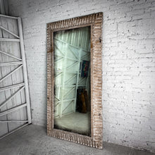 Load image into Gallery viewer, Rustic Carved Distressed Pine Floor Mirror
