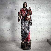 Load image into Gallery viewer, 18th Century Tall Mexican Polychrome Wood St. Joseph Decorative Statue
