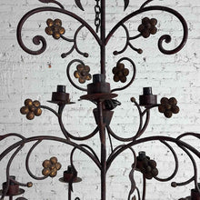 Load image into Gallery viewer, 12-Light Floral Wrought Iron Chandelier
