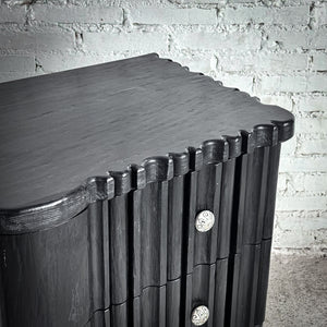 Eclectic Black Wood Dresser Chest of Drawers
