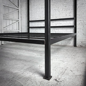 Industrial King Black Metal Bed