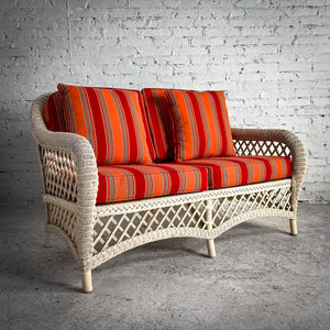 Coastal Ivory Wicker Sofa